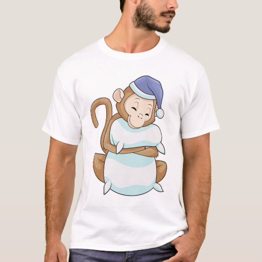T-shirt Singe avec Coussin et tête de lit (Devant)