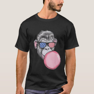 T-shirt Singe avec lunettes de soleil drapeau américain Ca