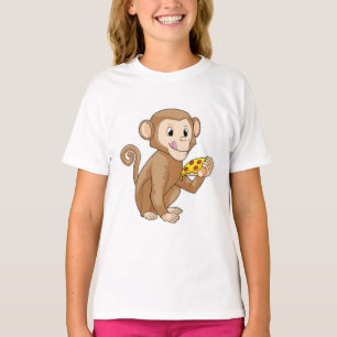 T-shirt Singe avec morceau de pizza