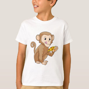 T-shirt Singe avec morceau de pizza