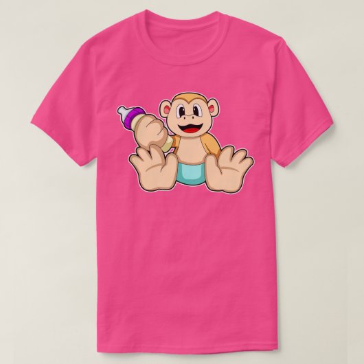 T-shirt Singe bébé avec bouteille (Design devant)