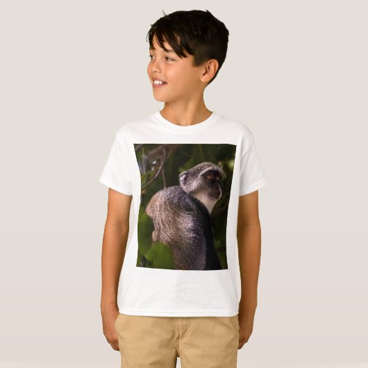 T-shirt Singe bleu, Zanzibar (Devant entier)