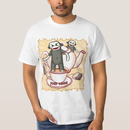 T-shirt Singe Chaussette Théière (Devant)