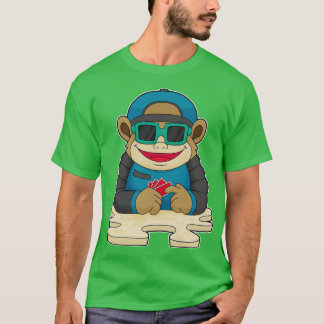T-shirt Singe chez avec cartes Lunettes de soleil