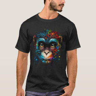 T-shirt Singe coloré Visage mignon Animaux Monkies Peintur