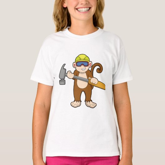 T-shirt Singe comme artisan avec marteau (Devant)