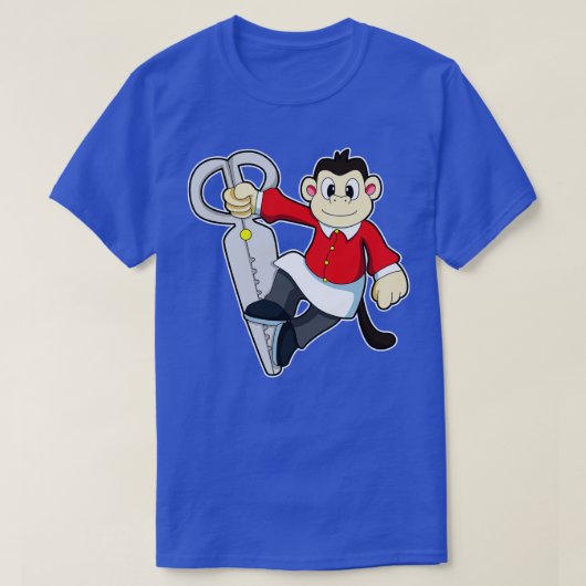 T-shirt Singe comme coiffeur avec ciseaux (Design devant)