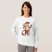 T-shirt Singe comme coiffeur avec ciseaux et razor (Devant entier)