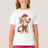 T-shirt Singe comme coiffeur avec ciseaux et razor (Devant)