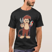 T-shirt Singe comme coiffeur avec ciseaux et razor (Devant)