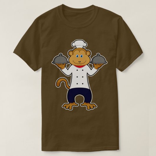 T-shirt Singe comme cuisson avec assiettes de service (Design devant)