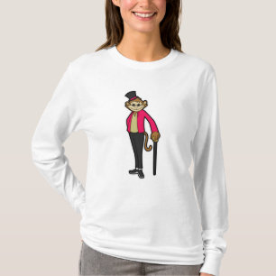 T-shirt Singe comme Gentleman avec Casquette et bâton de m