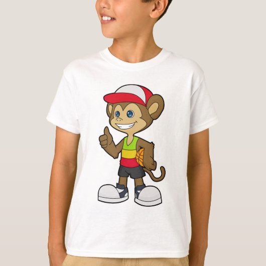 T-shirt Singe comme joueur de basket-ball avec basket-ball (Devant)