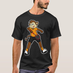 T-shirt Singe comme joueur de tennis avec raquette de tenn