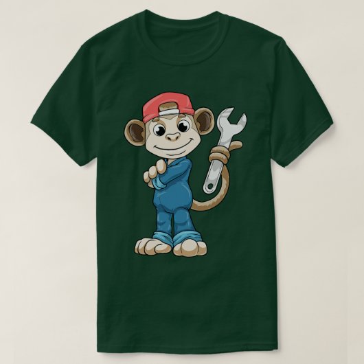 T-shirt Singe comme mécanicien avec outils et casque (Design devant)