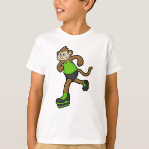 T-shirt Singe comme patineur avec patins en ligne