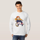 T-shirt Singe comme patineur avec skateboard (Devant entier)