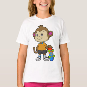 T-shirt Singe comme patineur avec skateboard