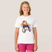 T-shirt Singe comme patineur avec skateboard (Devant entier)
