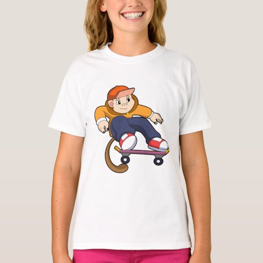 T-shirt Singe comme patineur avec skateboard (Devant)