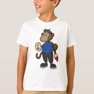 T-shirt Singe comme peintre avec peinture et pinceau