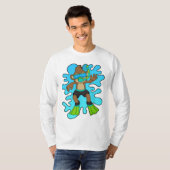 T-shirt Singe comme plongeur avec tuba (Devant entier)