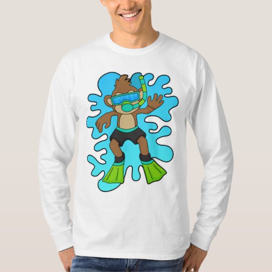 T-shirt Singe comme plongeur avec tuba (Devant)