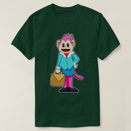 T-shirt Singe comme secrétaire avec sac (Design devant)