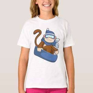 T-shirt Singe comme Snowboardeur avec Sonowboard.PNG