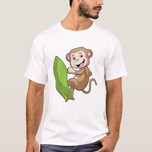 T-shirt Singe comme surfeur avec Surfer (Devant)