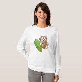 T-shirt Singe comme surfeur avec Surfer (Devant entier)