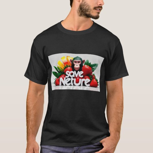 T-shirt Singe dans la délice de fraise (Devant)