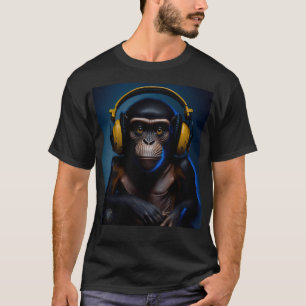 T-shirt Singe dans les écouteurs