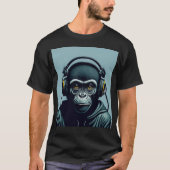 T-shirt Singe dans les écouteurs (Devant)