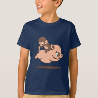 T-shirt Singe de bébé (allant à reculons sur un porc)