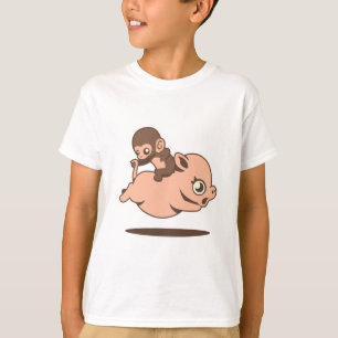 T-shirt Singe de bébé (allant à reculons sur un porc)