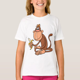T-shirt Singe de dessin animé mignon avec banane animal dr