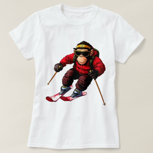 T-shirt Singe de ski (Design devant)