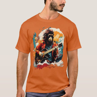 T-shirt Singe Des Neiges Jouant De La Guitare