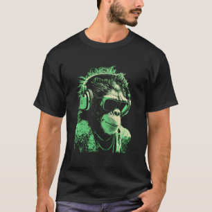 T-shirt Singe Dj Avec Casque Et Lunettes De Soleil