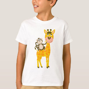 T-shirt Singe drôle montant une bande dessinée de girafe