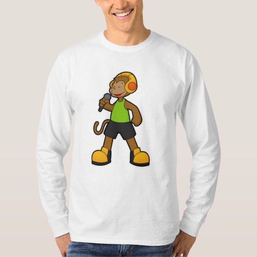 T-shirt Singe en chanteur avec microphone et casque (Devant)