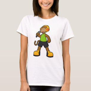 T-shirt Singe en chanteur avec microphone et casque
