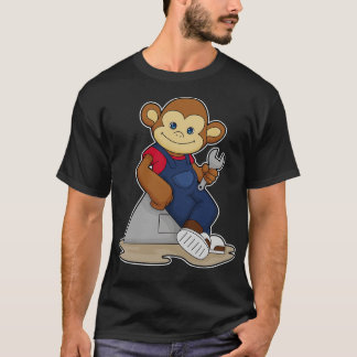 T-shirt Singe en mécanicien avec clé anglaise