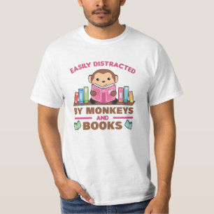 T-shirt Singe Et Livres Drôle Dire Avec Un Livre