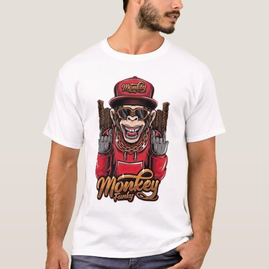T-Shirt Singe Funky - Graphisme de Singe Cool Hip- (Devant)