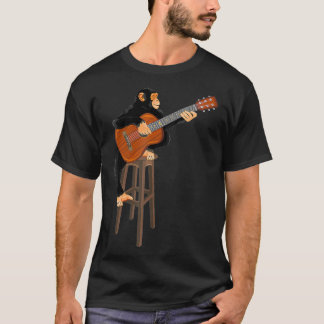 T-shirt Singe Jouer Guitare Funny Rock Lover Pun Unise T