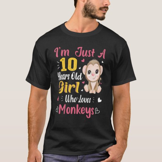 T-shirt Singe Juste Une Fille Qui Aime Les Singes 10e anni (Devant)