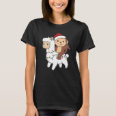 T-shirt Singe Lama Noël Neige Hiver Animaux (Devant)