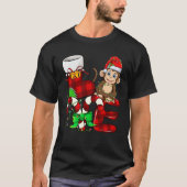 T-shirt Singe Lover Noël Singe Portant Le Chapeau Du Père (Devant)